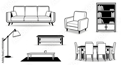 set of furniture icons vector