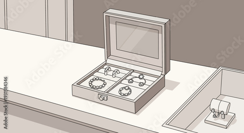 Elegant Jewelry Box Displaying Precious Accessories.