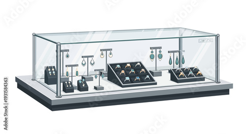 Elegant Glass Display Case for Jewelry Showcasing Precious Items.