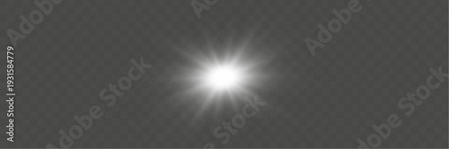 Isolated glowing star with sparkles on a transparent background, PNG. Starlight, design element, festive illustration.