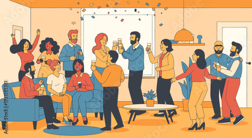 Diverse group of friends having fun together.