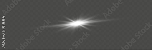 Isolated glowing star with sparkles on a transparent background, PNG. Starlight, design element, festive illustration.