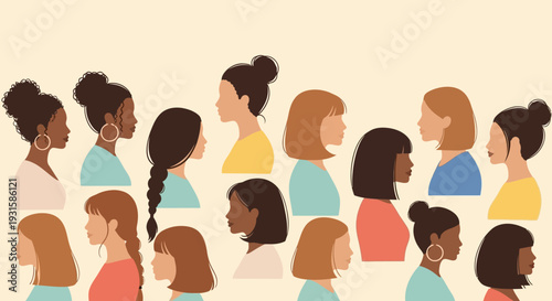 Diverse Women Profiles Illustration: Celebrating Female Diversity and Sisterhood