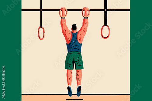 Athlete Holding Support on Gymnastic Rings