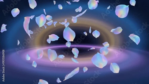 Abstract Digital Particles Hovering Above a Vibrant Light Ring