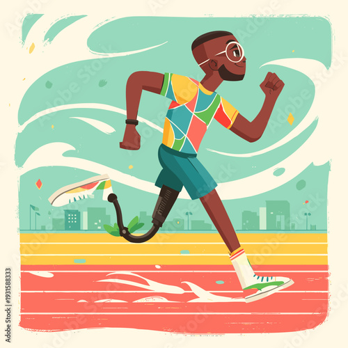 Athlete Sprinting With Carbon Running Blade