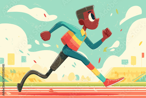 Athlete Sprinting With Carbon Running Blade