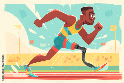 Athlete Sprinting With Carbon Running Blade