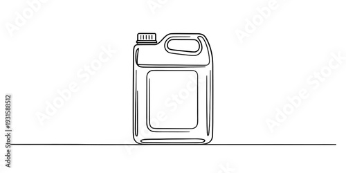 A simple line drawing of a plastic canister with a handle and a screw cap on top.