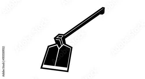 Black and White Dustpan with Handle.