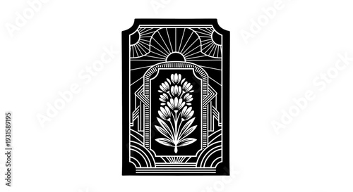 Black and White Floral Art Nouveau Design.