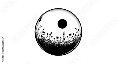 Black and White Illustration of Eyeball.