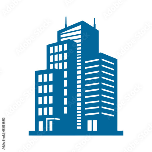 Blue Modern Office Buildings Vector Illustration.
