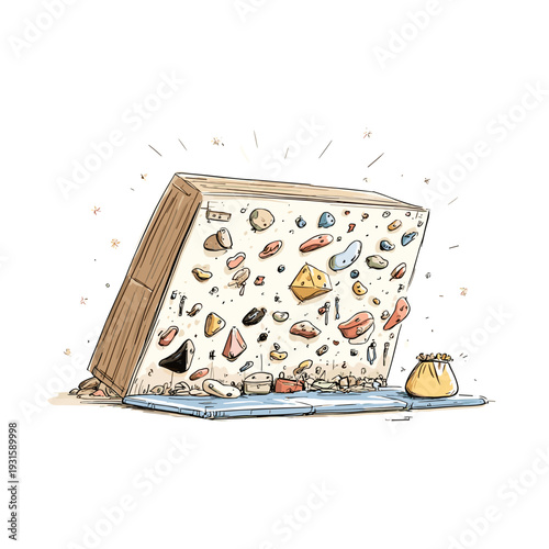 Colorful Indoor Bouldering Holds Route Layout