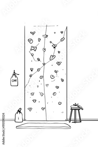 Colorful Indoor Bouldering Holds on Gym Wall