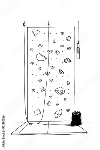 Colorful Indoor Bouldering Holds on Gym Wall