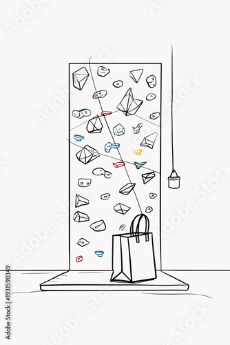 Colorful Indoor Bouldering Holds on Gym Wall