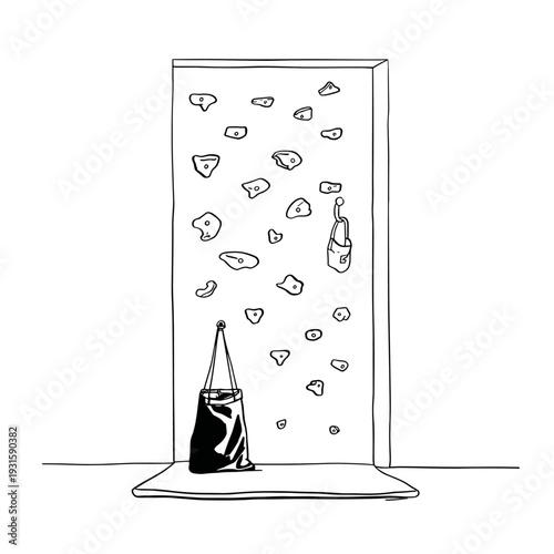 Colorful Indoor Bouldering Holds on Gym Wall