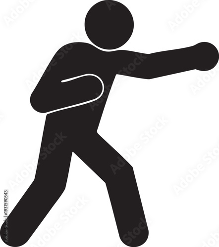 Silhouette of a boxer throwing a punch. Dynamic illustration of a person in a fighting stance, representing martial arts, sports, or self-defense.