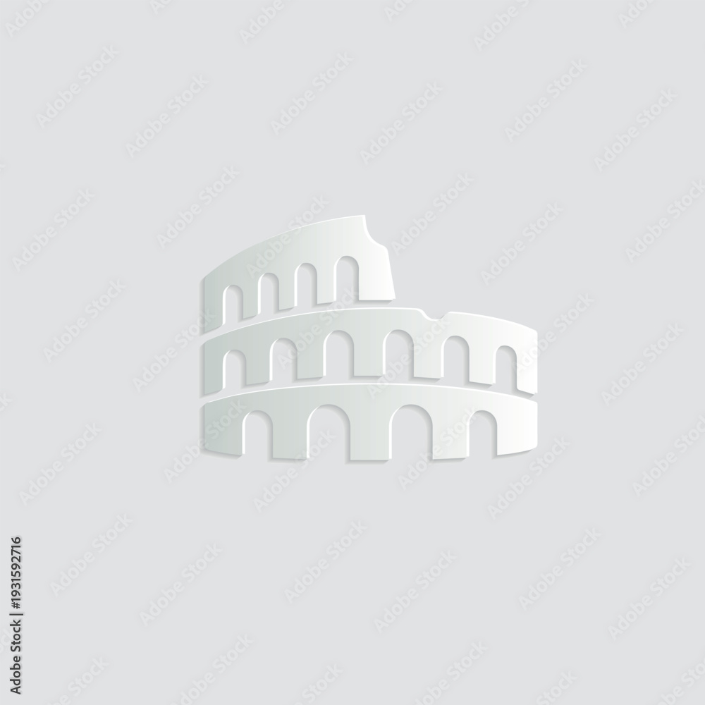Naklejka premium Leaning Tower of Pisa Icon – Minimal Paper Cut Embossed Vector Illustration