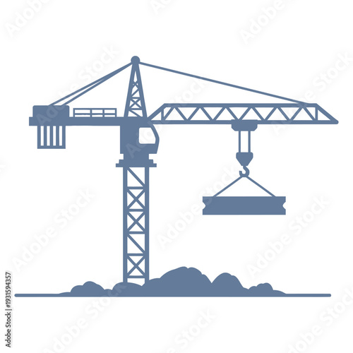 Crane Lifting Heavy Load with Hook.