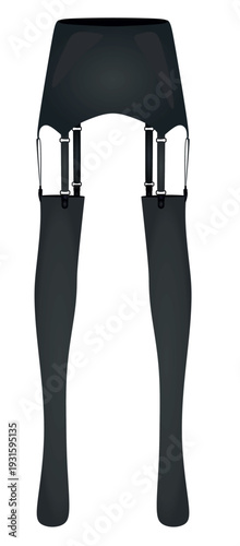 Black leather garters. vector illustration