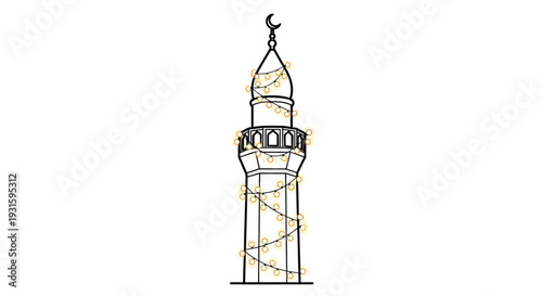 Vector illustration of a mosque minaret