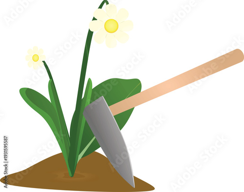 Metal garden hoe. vector illustration	
