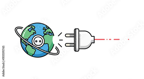 Vector illustration of globe with plug and socket