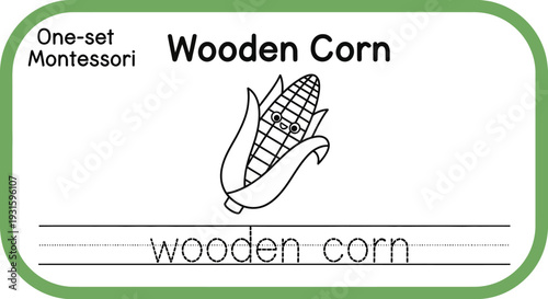 Montessori Wooden Corn Learning Card for Kids Education