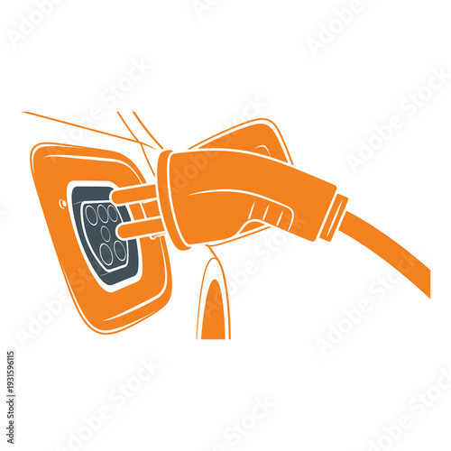 Electric Car Charging Station with Cable.