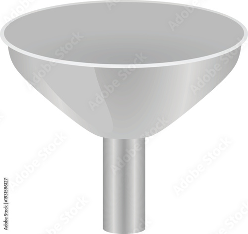 Grey metal funnel. vector illustration