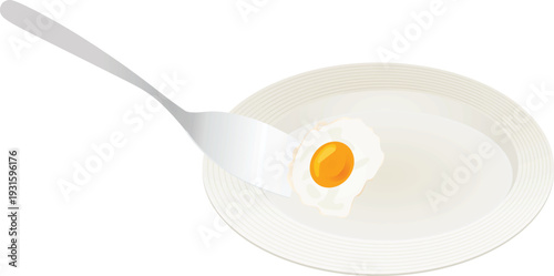 Breakfast plate. Fried egg. vector