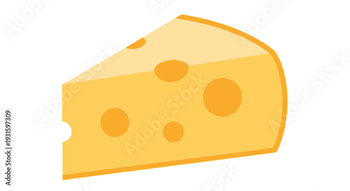 Bild auf Leinwand A single wedge of swiss cheese with visible holes isolated on a white background