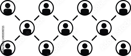 Network of People Icons Connected by Lines on White Background connection social