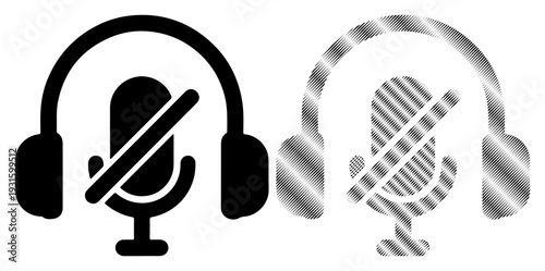 Muted microphone icon with headphones, signaling silence or no sound transmission