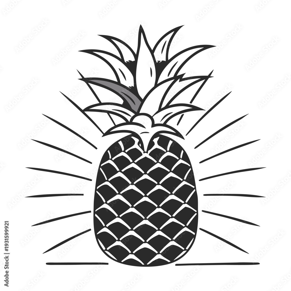 Obraz premium Vector black and white pineapple icon
