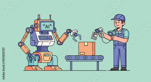 Robot and Human Working Together.