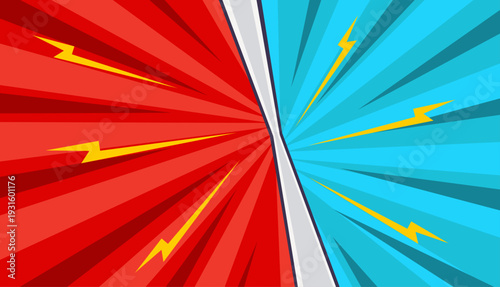 Dynamic Versus Battle Background with Lightning Bolts.