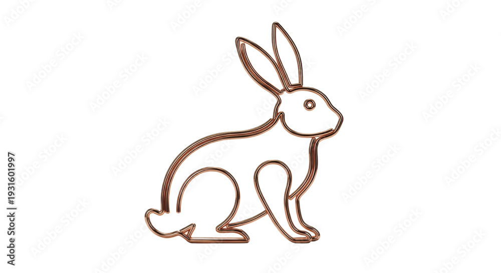 Fototapeta premium Brown Outline Rabbit Illustration isolated PNG with Transparent Background