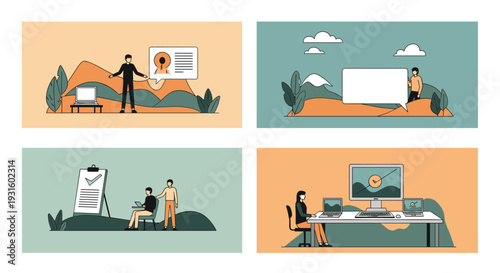 Business Professionals Working on Presentation Graphics.