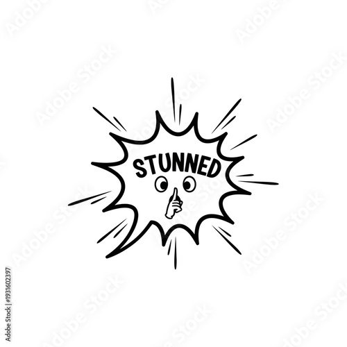 Cartoon speech bubble expressing shock and surprise with stunned face.