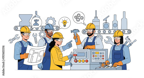 Set of industrial workers vector