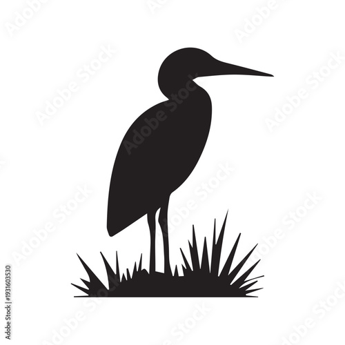 Elegant Calligraphy Inspired Heron Bird Logo Design Concept
