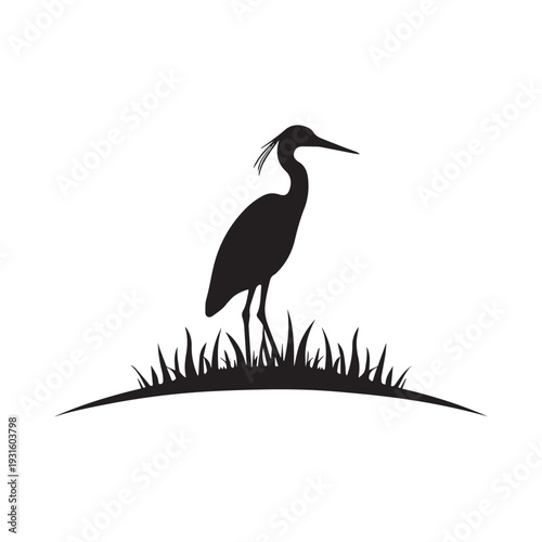 Scandinavian Flat Icon Heron Bird Logo Identity Design