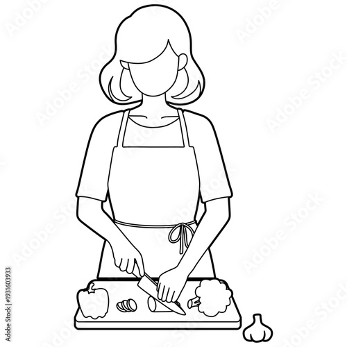 Woman Cooking at Home Illustration.