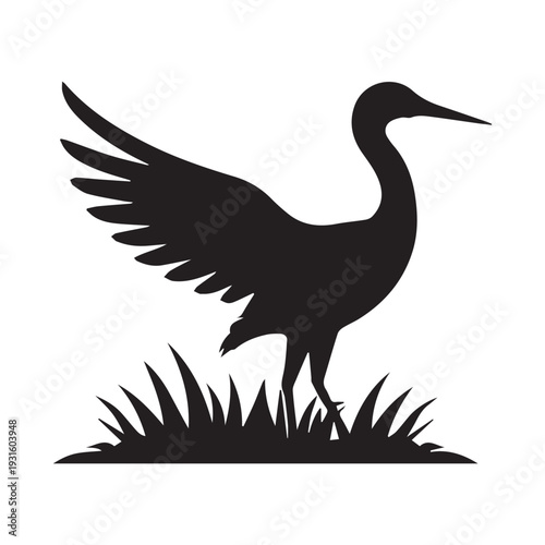 Ultra Minimal Heron Bird Logo Identity Design Concept