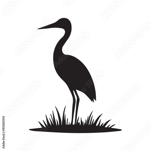 Simple Icon Style Heron Wildlife Brand Illustration Design