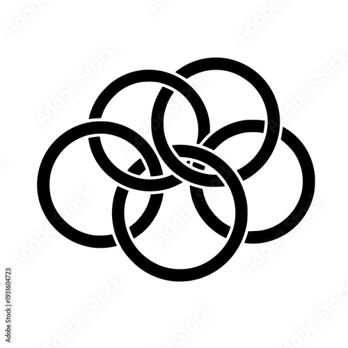 Festive Five Golden Rings Interlocking Black Silhouette Motif