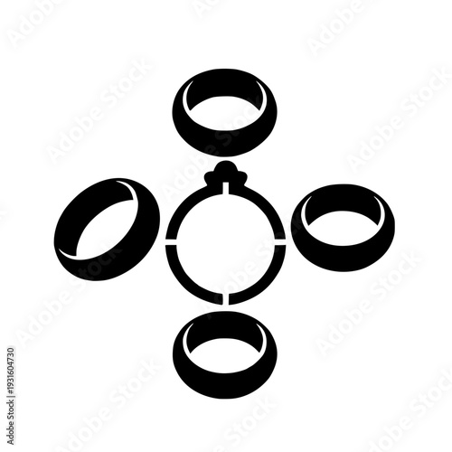 Five Golden Rings Classic Christmas Carol Black Silhouette